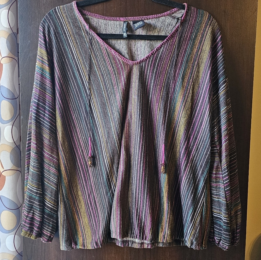 New Directions Multicolor Striped Blouse